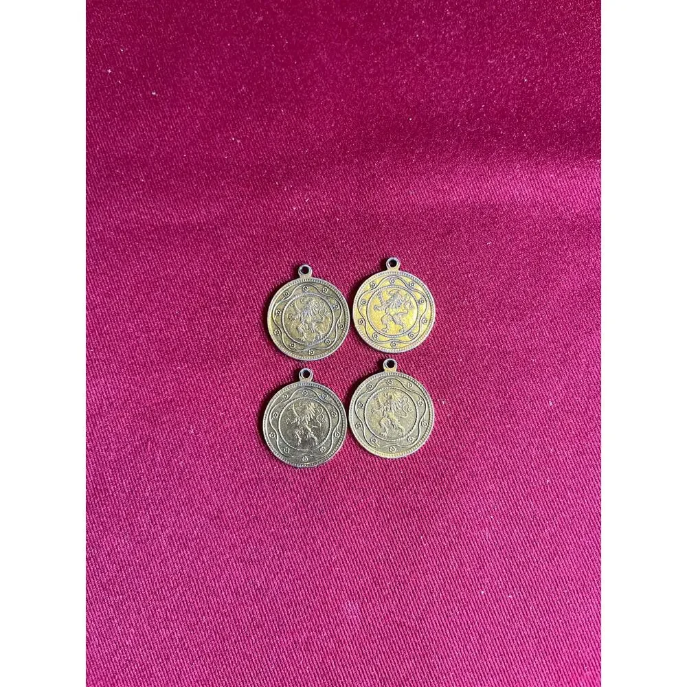 Lot of 4 Vintage Brass Napoleon Empereur Coin Charms Pendants Watch Fob Findings